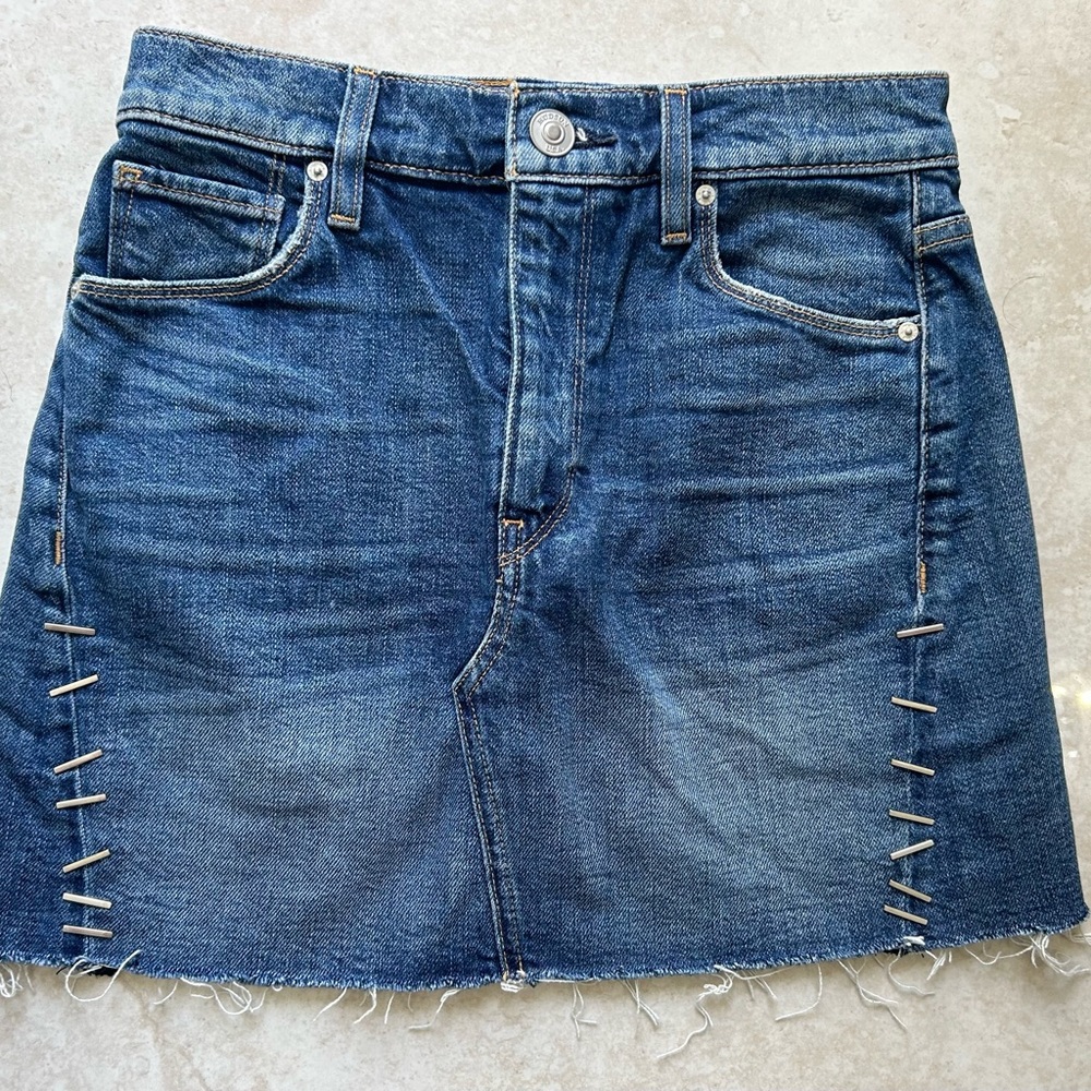 HUDSON NWOT $215 Viper High Rise Cut Off Hem Stretch Denim Mini Skirt size 25